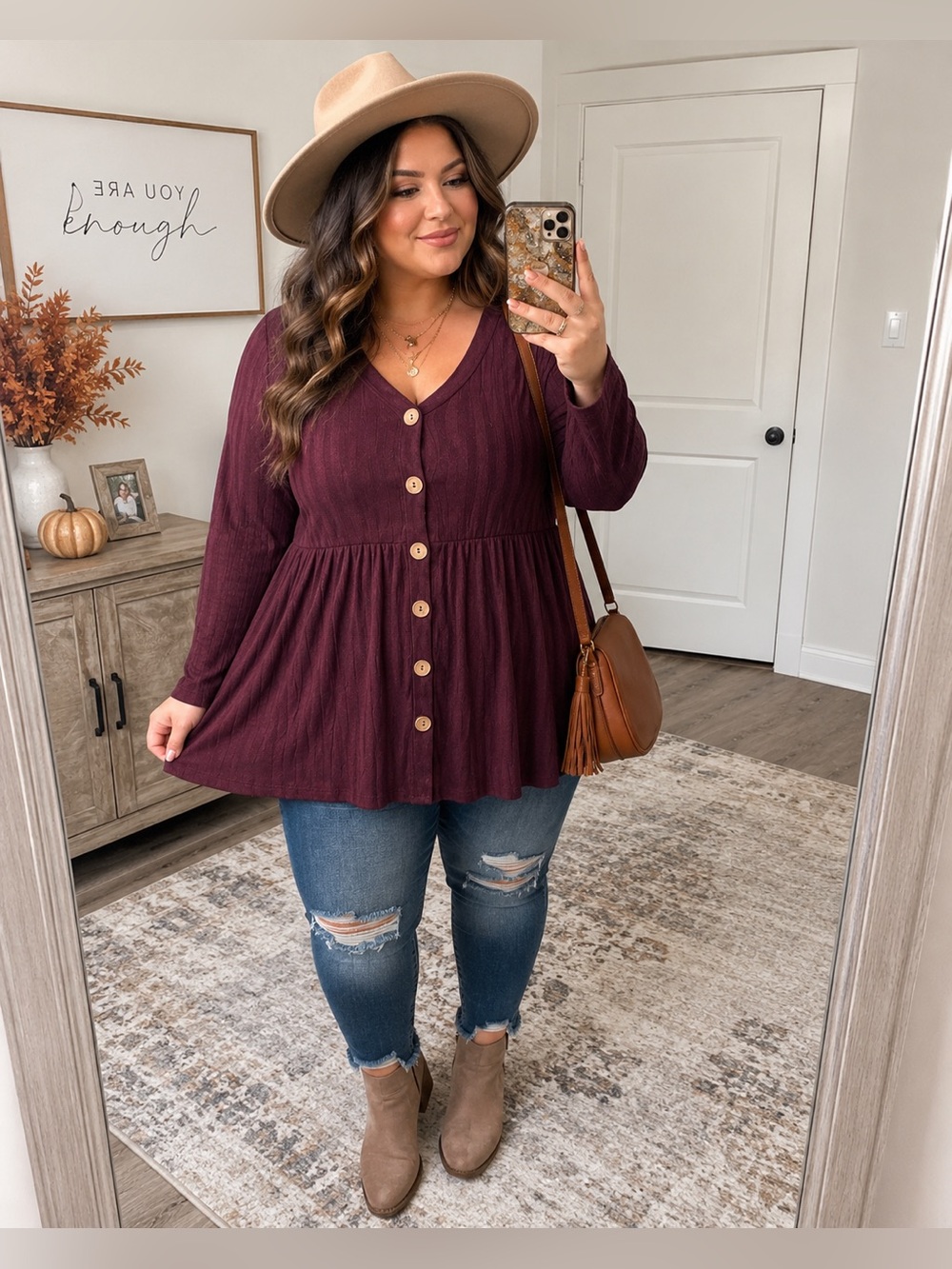 LANE BRYANT Purple Knit Long Sleeve Babydoll Sweater Top Size 14 New!